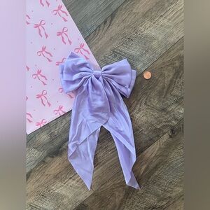Lilac coquette hair bow with metal back clip brand new